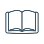 Icon of a book open to a page.